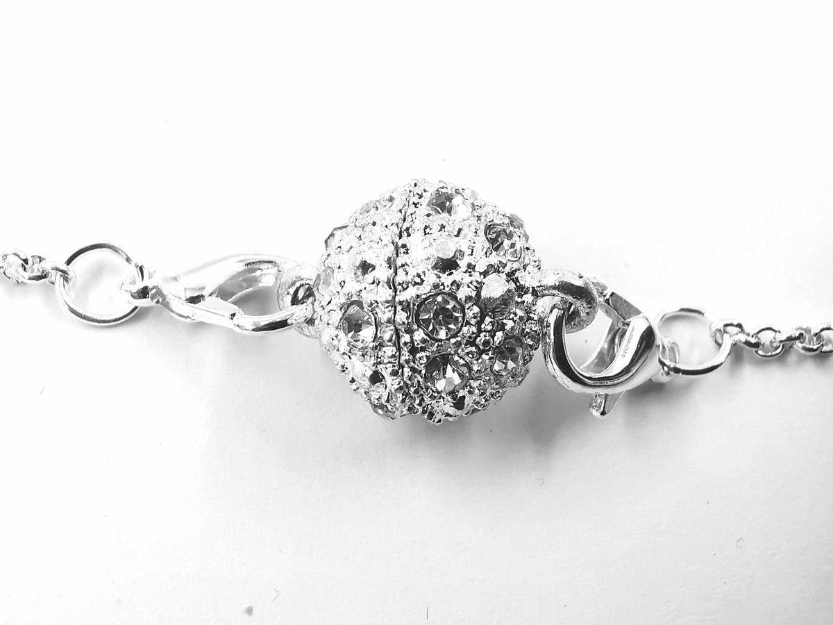Magneet sluiting - shamballa met -strass steentjes - Ø 12 mm- Handige voor ketting en armband te sluiten, geen gedoe meer met het kleine slotje - spaart u zich de moeite – Ideaal voor mensen artrose vingers of moeite sluiting te vinden.