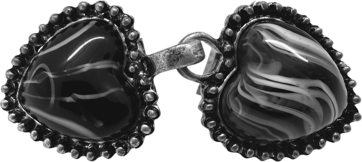 Vestsluiting - clip met haakje, Hart to Hart met boomhars hart voor vest, sjaal of omslagdoek in kleur antiek zilver look.