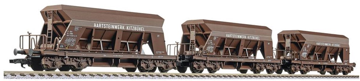 Liliput L230169 H0 3-delige set grindwagen Hartsteenwerk Schwarzbüel van de ÖBB