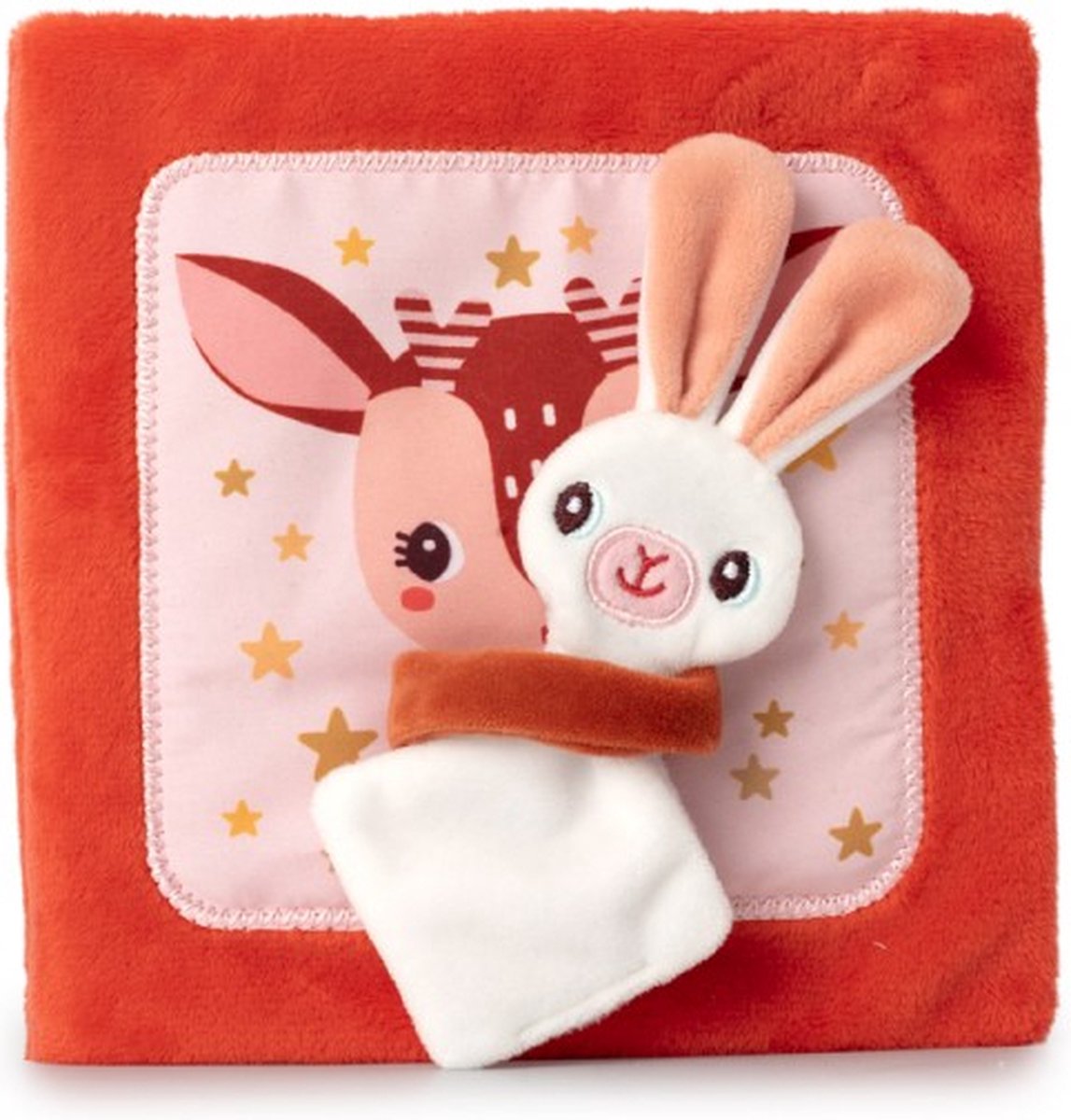 Lilliputiens - Activiteitenboek Stella En Haar Knuffel - Zacht Boekje Met Konijnknuffeldoekje - Op Elke Pagina Van Dit Activiteitenboek Plaats Je Het Knuffeldoekje In Het Daartoe Voorziene Plekje - Geschikt Vanaf 3 Maanden