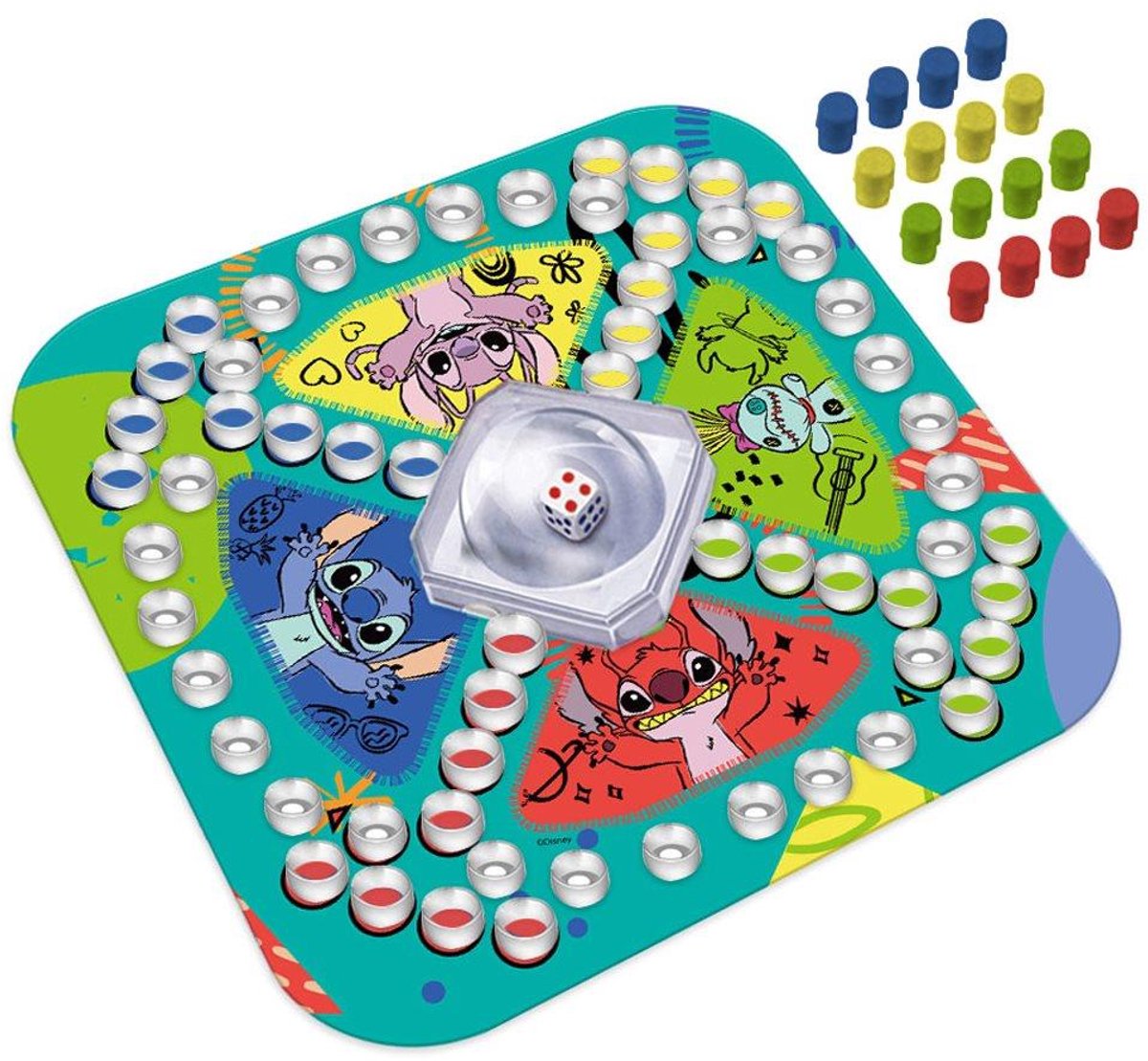 Disney Lilo & Stitch bordspel – Pop Up Ludo – familiespel voor 2-4 spelers – 27 × 27 cm
