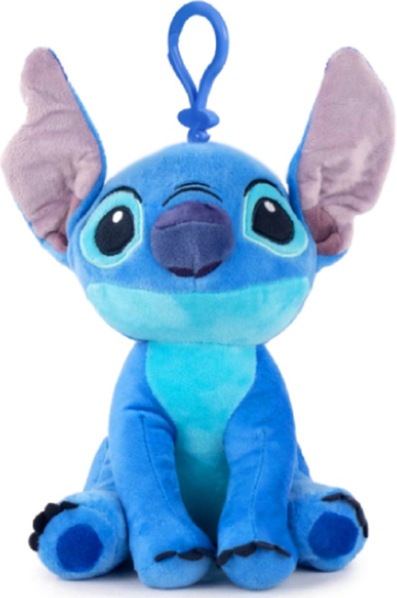 Stitch Zittend Bagclip (Sleutelhanger) - Disney Lilo en Stitch Pluche Knuffel 15 cm - Speelgoed voor kinderen jongens meisjes - Accessoire voor school rugzak rugtas - Knuffel met haakje - Plush Toy - Leroy, Angel, Stitch