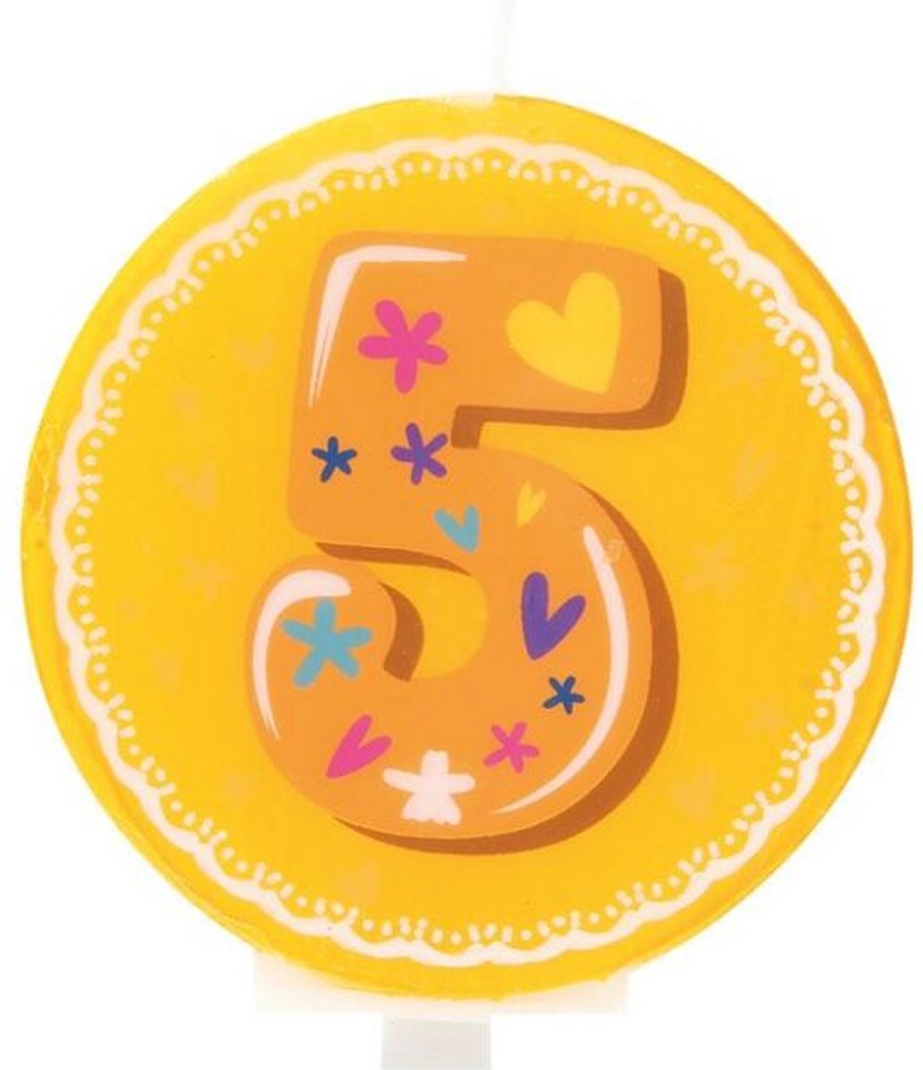 Lily deco cijferkaars 6,3 cm - cijfer 5