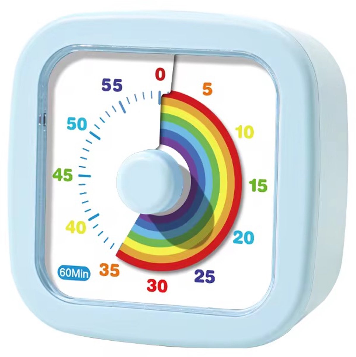 Regenboog Timer-60 Minuten Timer- Kinder Timer- Educatieve tijdklok- Stil & Visueel timer Blauw - Pomodoro Timer- Kookwekker- Speelse Timer-Studie Timer ideaal voor Thuis en School- Perfect voor focus en Time Management.