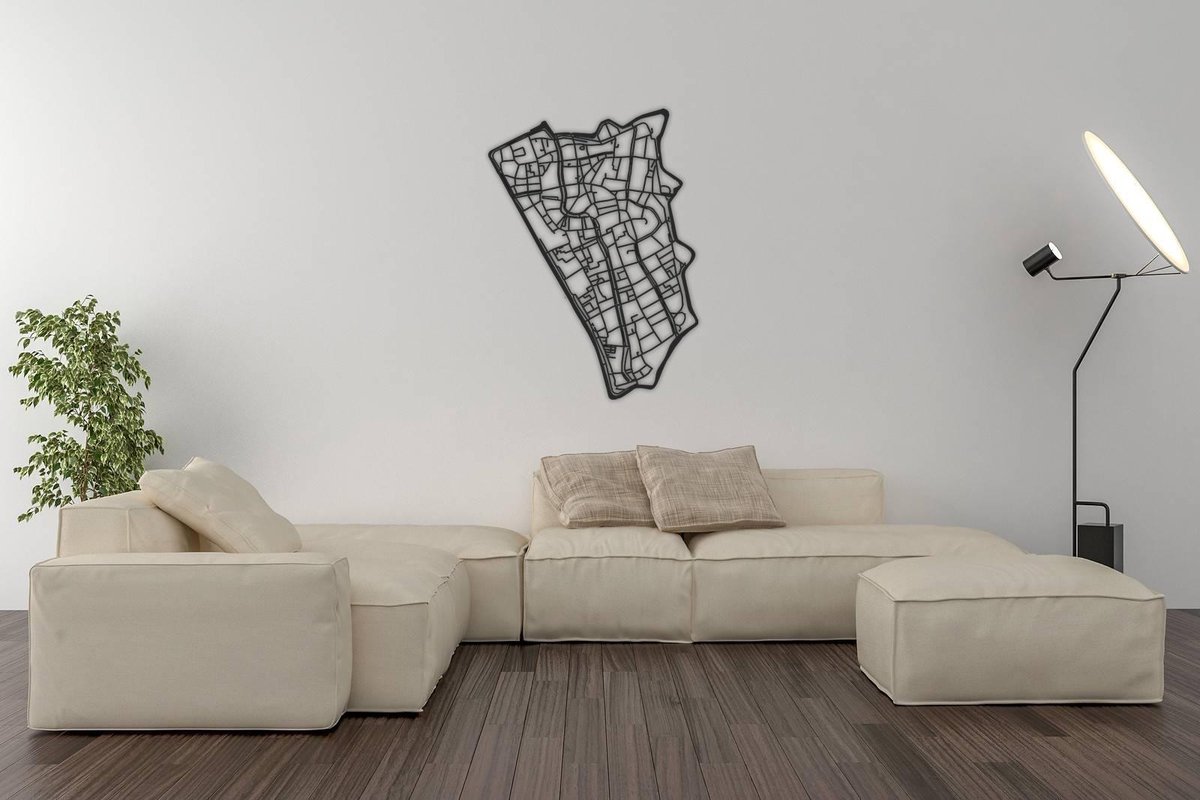 Utrecht Contour - Houten Kaart Stad - 90x65cm - Zwart Hout - Plattegrond - Stadskaart - Prent - Print - Poster - City Map - Landkaart - Stad - Wijk