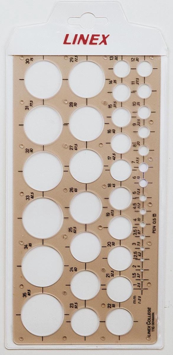   cirkelsjabloon 1 - 35 mm