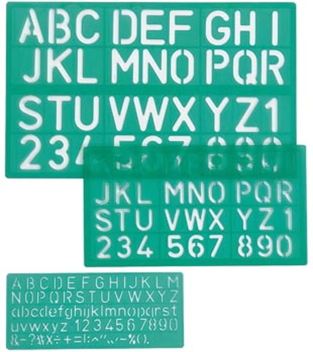 Linex lettersjabloon set met 3 stuks in een ophangetui