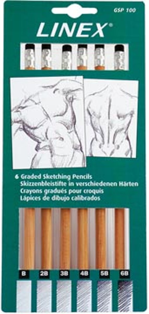 Linex schetspotloden set, blister van 6 stuks