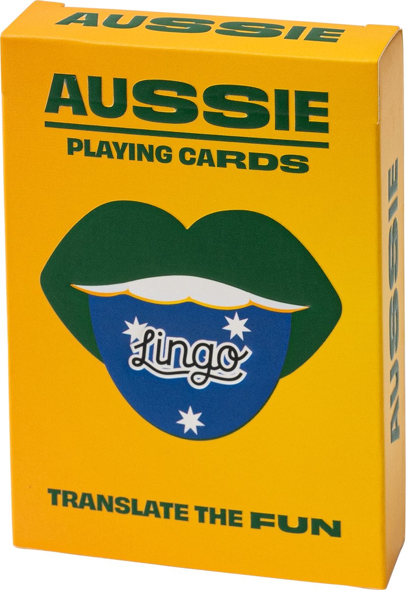 Lingo- Australische speelkaarten- playingcards- talen leren- Australian- jong en oud- Australische woordenschat- woordenschat- Leer Australische woordenschat op een leuke en gemakkelijke manier- 52 essentiële vertalingen- Leren- reizen- spelen