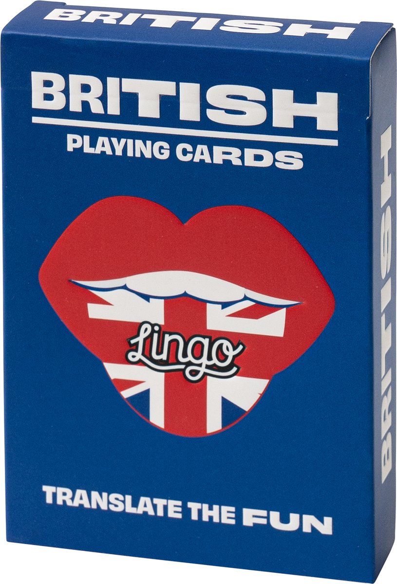 Lingo- Britse speelkaarten- playingcards- talen leren- Britisch- jong en oud- Britse woordenschat- woordenschat- Leer Britse woordenschat op een leuke en gemakkelijke manier- 52 essentiële vertalingen- Leren- reizen- spelen