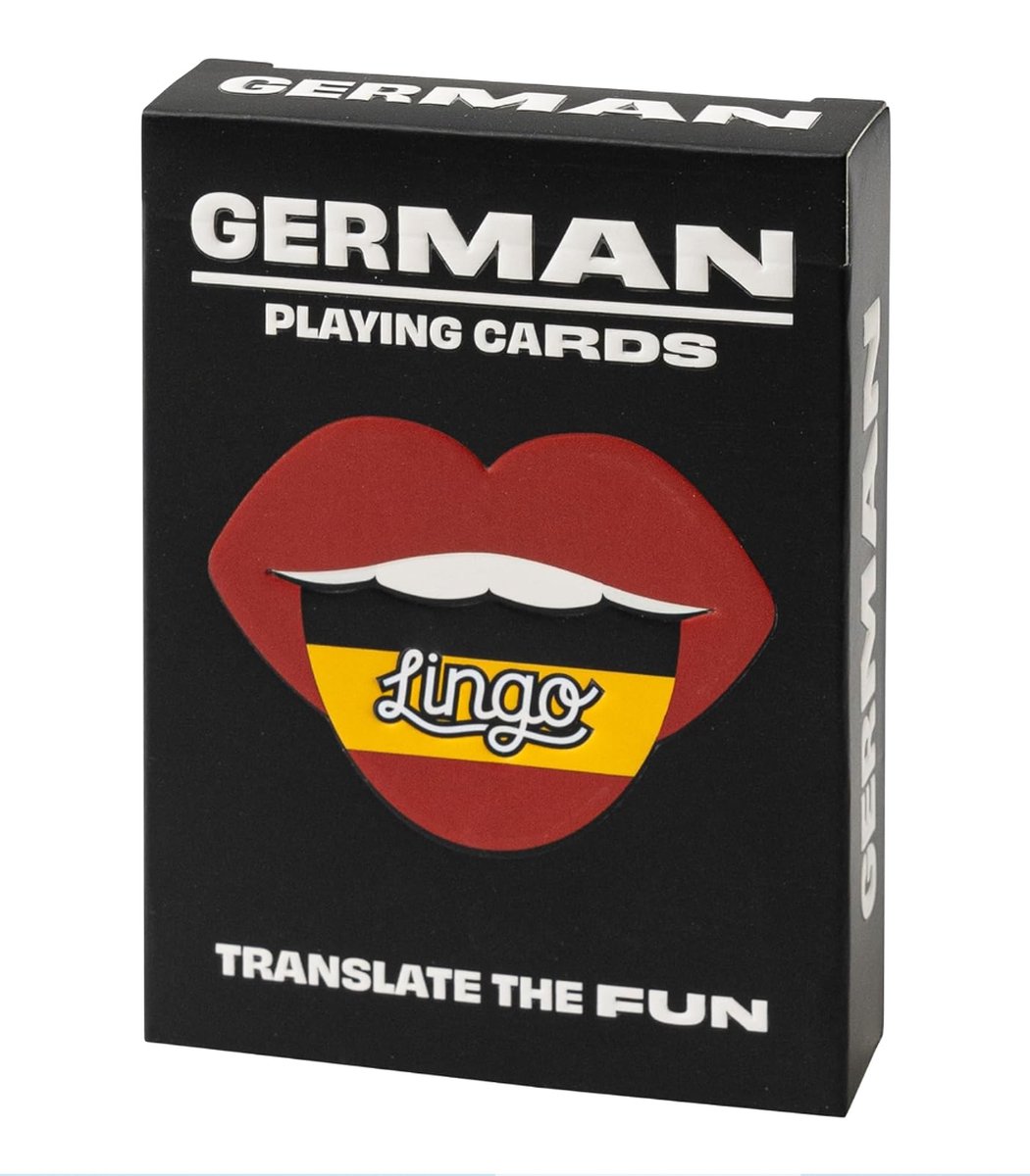 Lingo- Duitse speelkaarten- playingcards- talen leren- German- jong en oud- Duitse woordenschat- woordenschat- Leer Duitse woordenschat op een leuke en gemakkelijke manier- 52 essentiële vertalingen- Leren- reizen- spelen