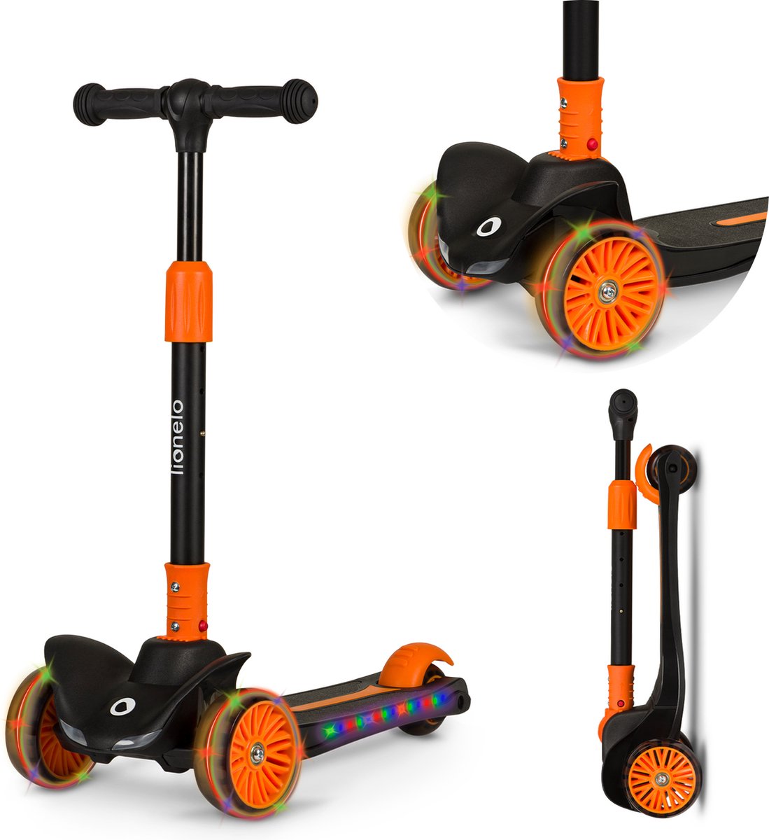 Lionelo Timmy Kinderstep - Balansstep voor kinderen - van 3 jaar - tot 50kg - verstelbaar - LED wielen - Anti-slip platform - Inklapbaar stuur - Verlichting in wielen & deck - Geen montage nodig