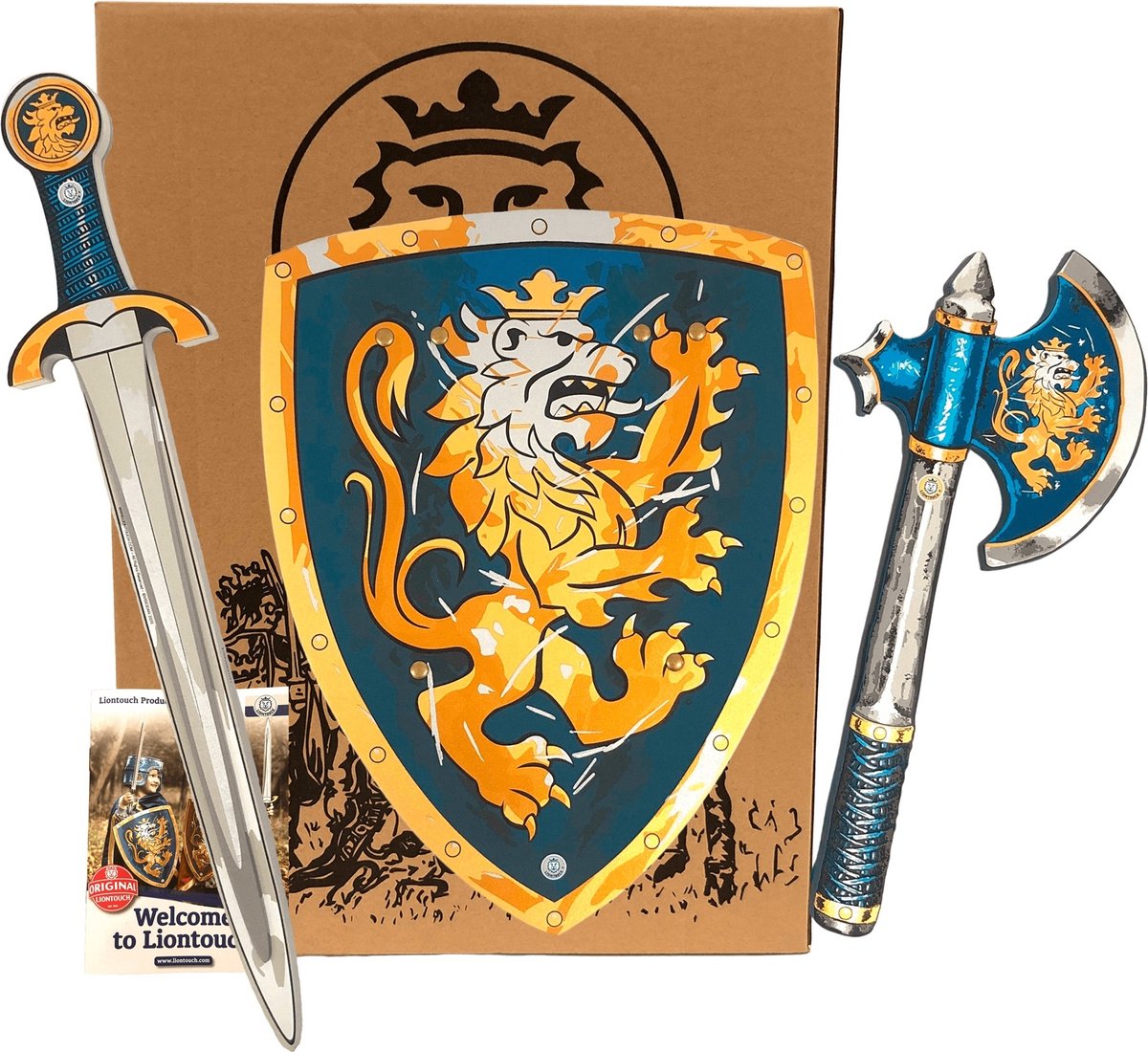 Edele Ridder Set Zwaard/Schild/Bijl Blauw