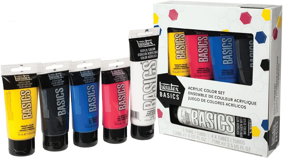 Liquitex Basics Set 4 x 75ml + Wit 118ml
