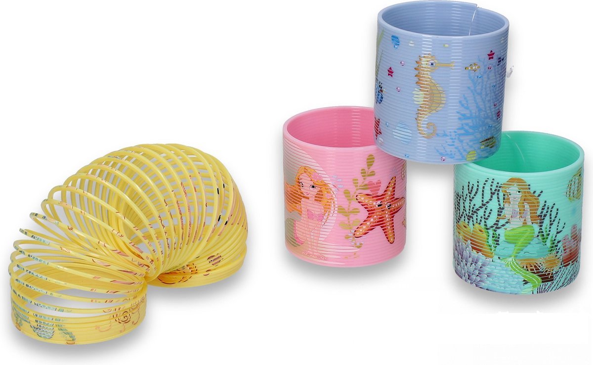 Trapveer - pastel groen - zeemeermin - zee dieren onder water - loopveer springveer speelgoed traploper rups spring - Kerstcadeau Sinterklaas schoencadeautje - 6,5 cm - kerst cadeau tip