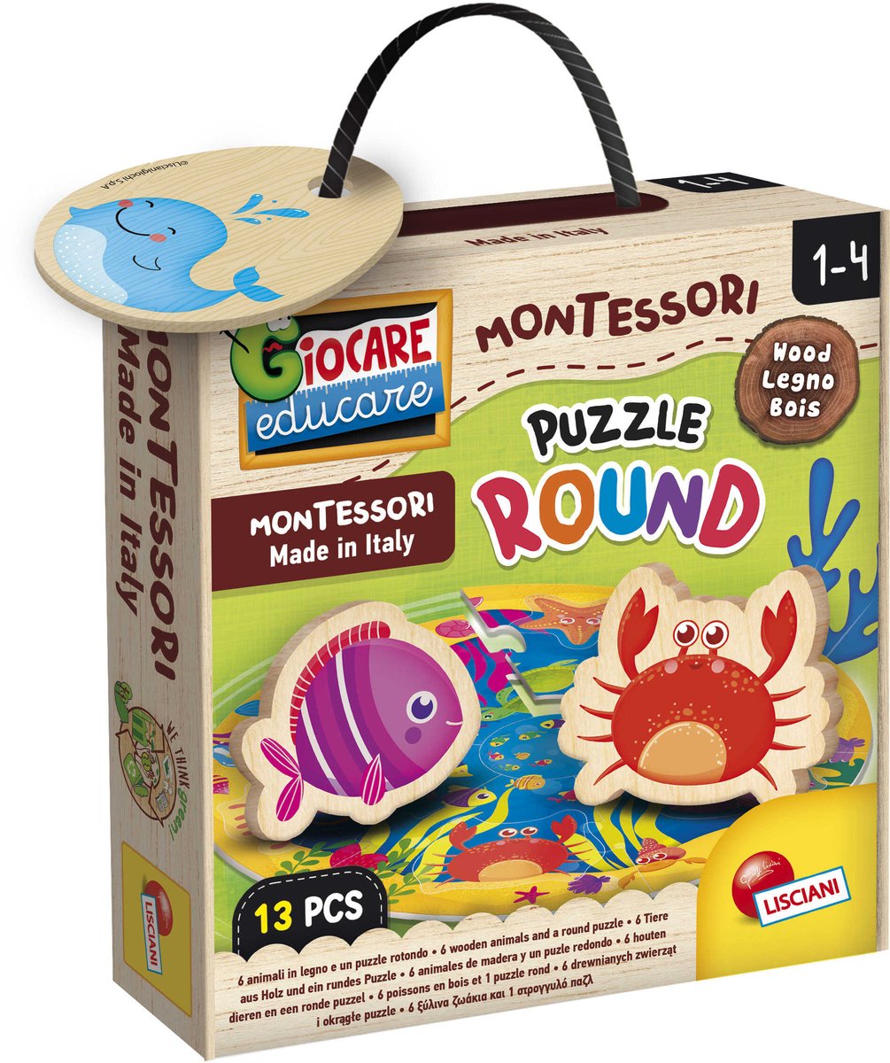 Lisciani - Montessori Wood - vormenpuzzel - Houten zeedieren