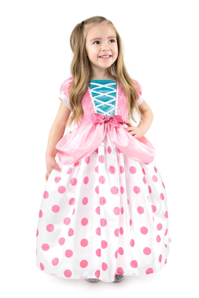 Little Adventures - Bo Peep Jurk – Maat 98-104 - Comfortabel, Wasbaar & Glittervrij – Polkadot Verkleedjurk Voor Kinderen