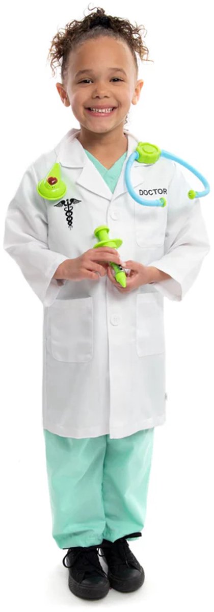 Little Adventures - Dokter Verkleedset – Maat 110-122 - Comfortabel & Wasbaar – Compleet Met Speelgoeddoktersaccessoires - Dokter Verkleedset Voor Kinderen