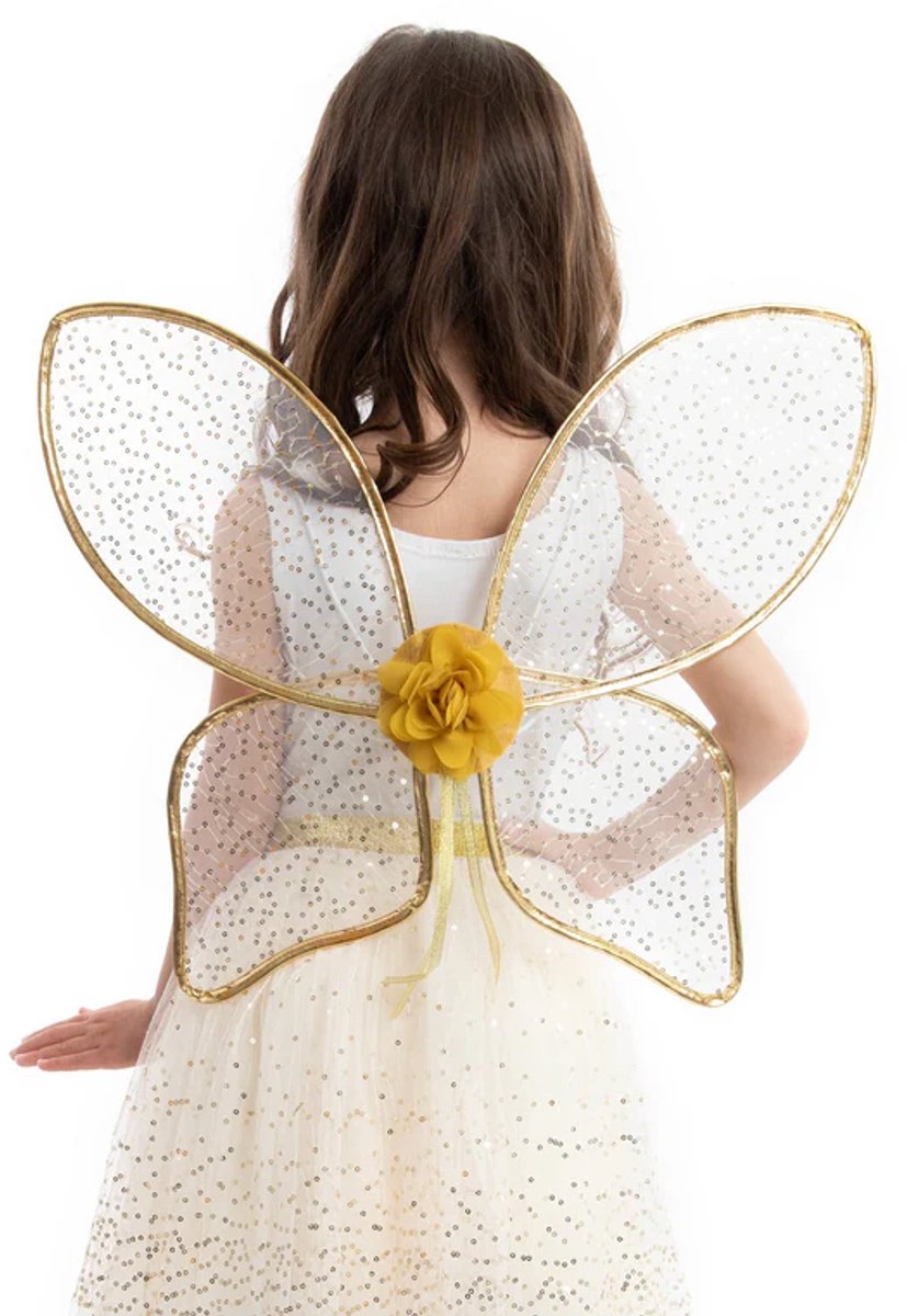 Little Adventures - Gouden Glans Feeënvleugels – Comfortabele Verkleedaccessoire Voor Kinderen – Eén Maat – 3-8 Jaar
