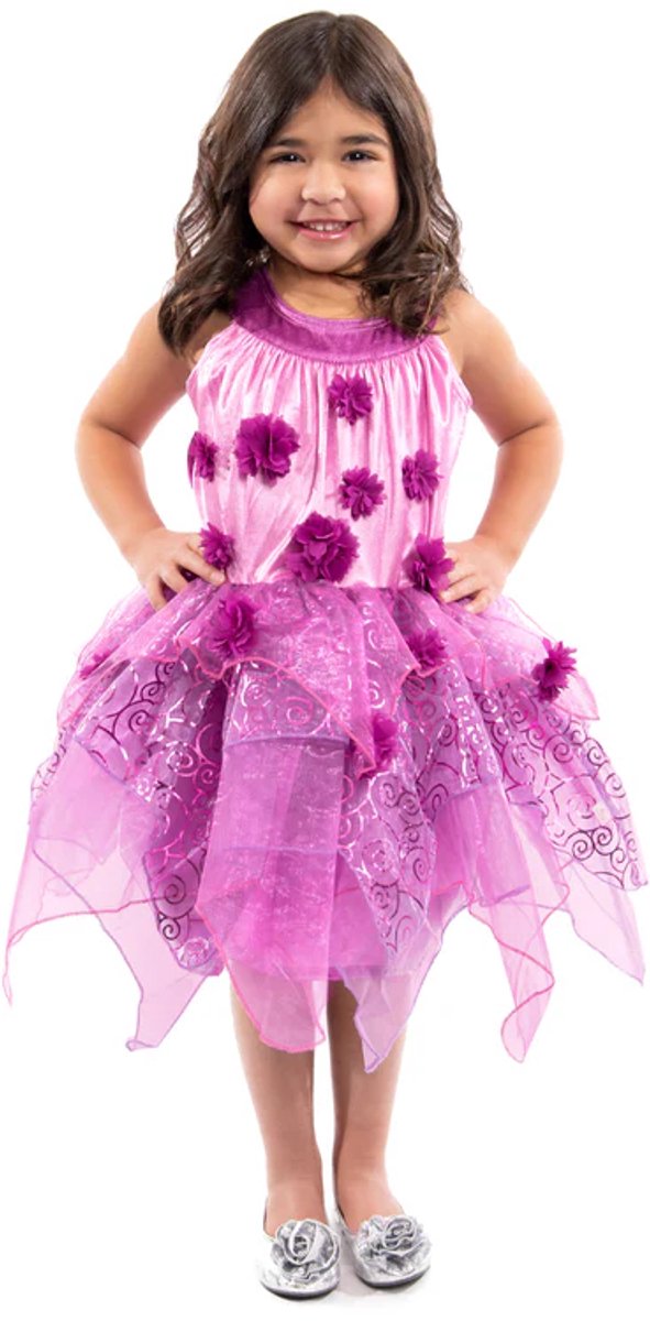 Little Adventures - Purple Blossom Fairy Jurk – Maat 98-104 - Comfortabel, Wasbaar & Glittervrij – Feeën Verkleedjurk Voor Kinderen