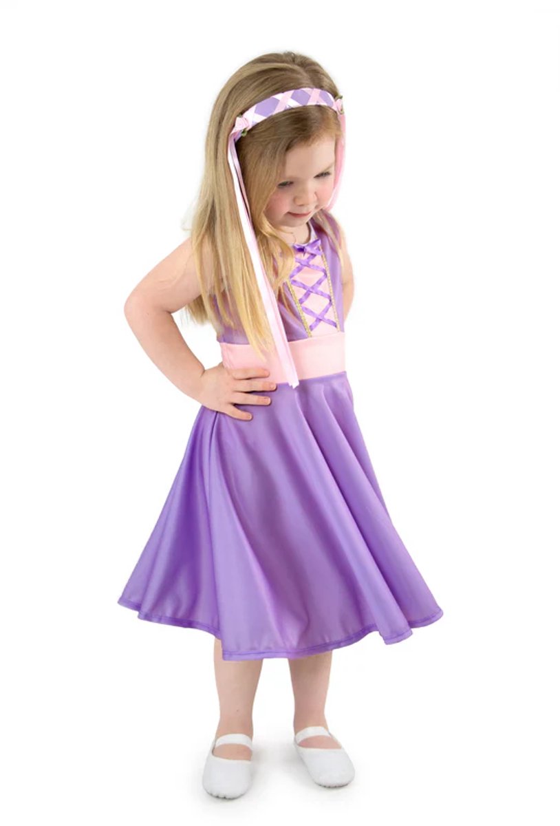 Little Adventures - Rapunzel Twirl Jurk – Maat M (98-104) - Comfortabel, Wasbaar & Glittervrij – Prinsessen Verkleedjurk Voor Kinderen