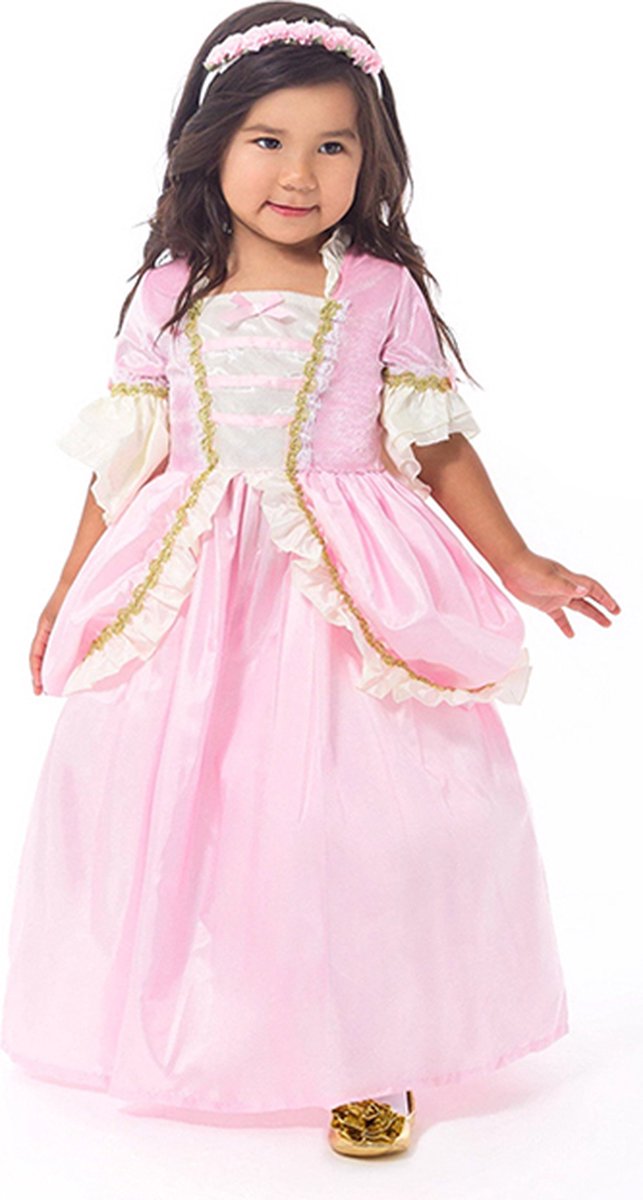 Luxe Roze Prinsessenjurk-Pink Parisian- Maat 116/122 – (L)5-7 jaar-verkleedjurk kind