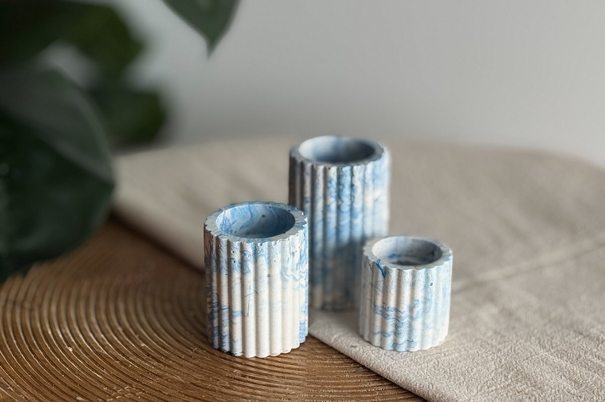 DIY Hobbypakket Giethars kaarsenhouders blauw