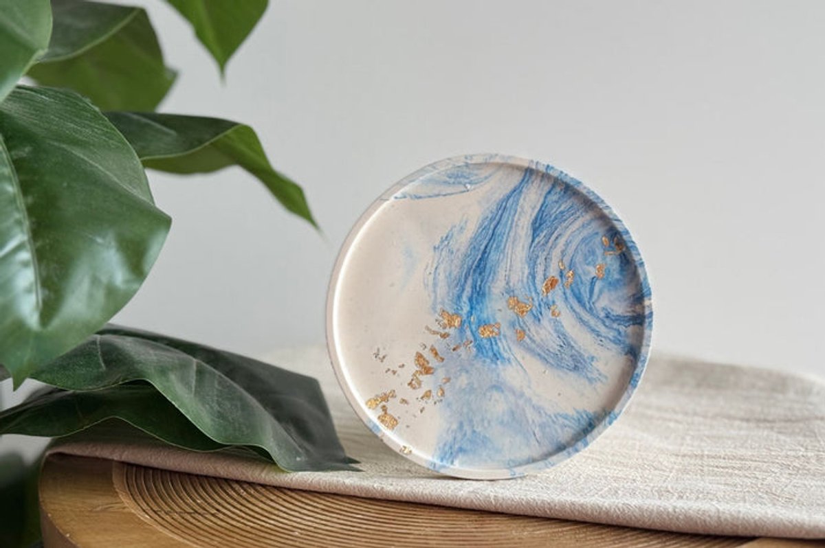 DIY Hobbypakket Giethars ronde dienblad blauw