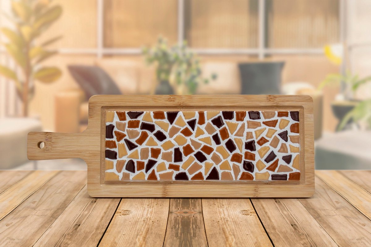 DIY Mozaïek Borrelplank Beige - Hobbypakket - Knutselpakket voor volwassenen - doe het zelf pakket - Little Creations