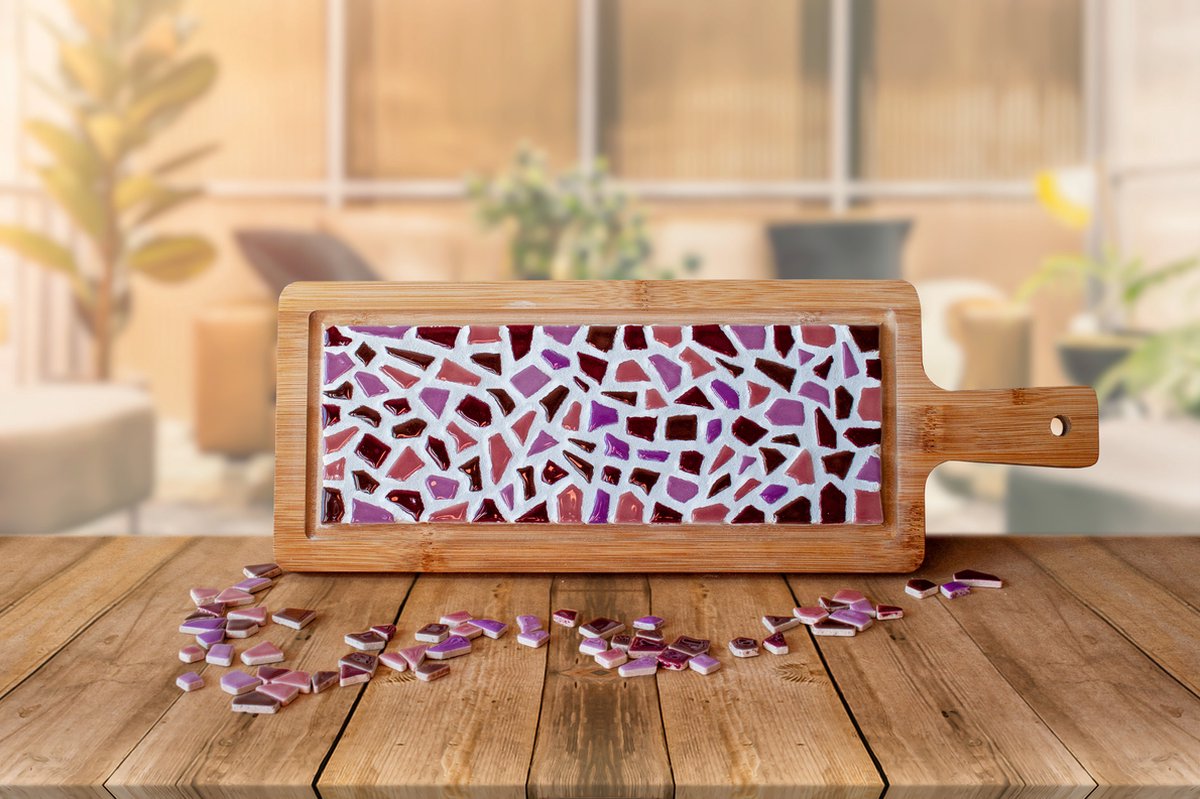 DIY Mozaïek Borrelplank Oud Roze - Mozaïeken - Hobbypakket voor volwassenen - Knutselpakket voor volwassenen - Little Creations