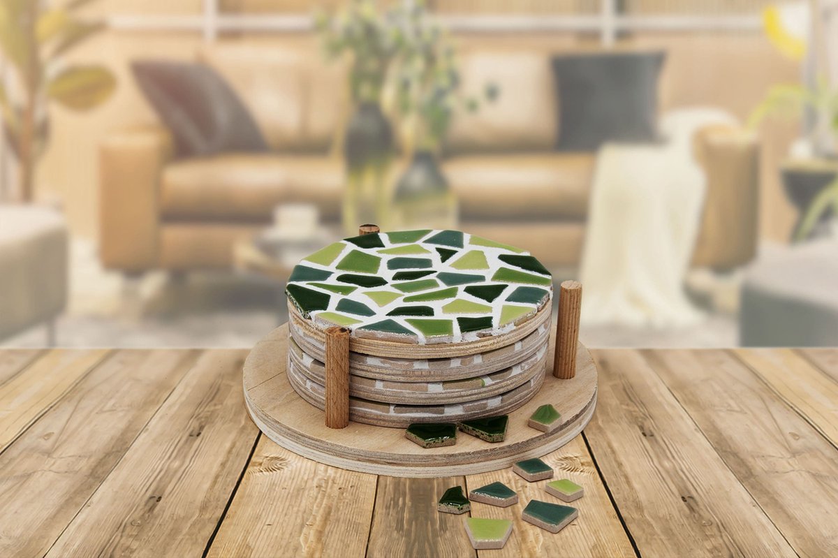DIY Mozaïek Onderzetters Groen - Hobbypakket - Knutselpakket voor volwassenen - doe het zelf pakket - Little Creations