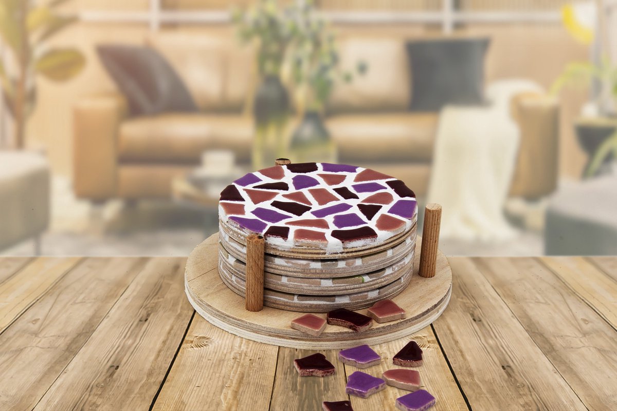 DIY Mozaïek Onderzetters Oud-Roze - Hobbypakket - Knutselpakket voor volwassenen - doe het zelf pakket - Little Creations