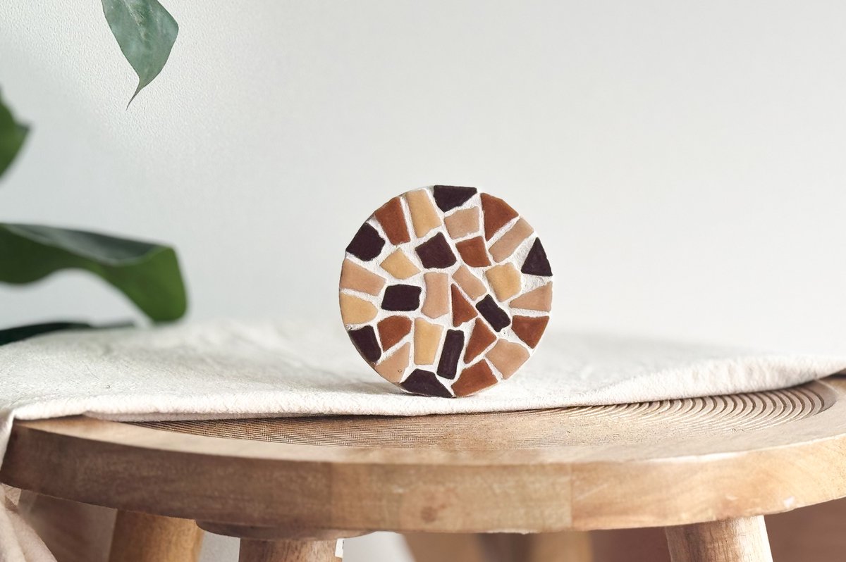 DIY Mozaïek Onderzetters met houder Beige - Hobbypakket - Kerstcadeau - Knutselpakket voor volwassenen - doe het zelf pakket - Little Creations