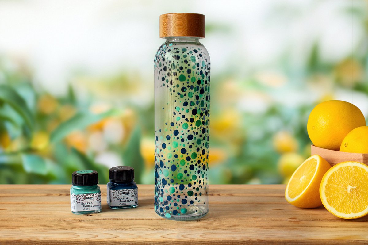 DIY Waterfles verven - hobbypakket voor volwassenen - Doe het zelf pakket -  Waterfles - Verven - Little Creations - Blue & Ice Mint