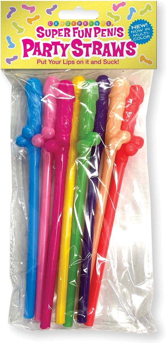 Little Genie Productions CP.1111 - Super Fun Penis Multicolor Penis Straws, 8 Pack