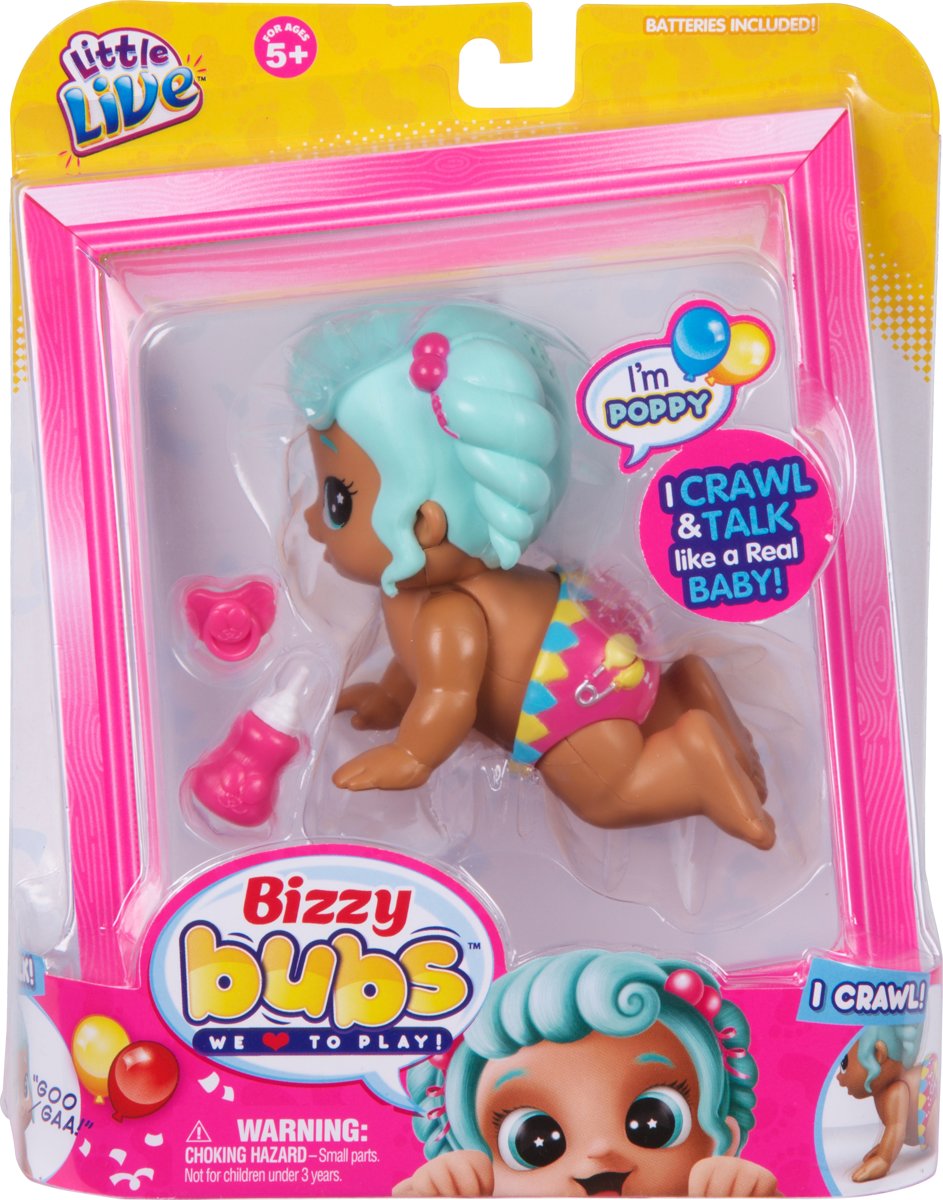 Little Live Bizzy Bubs Kruipende Baby Poppy - Speelfiguur