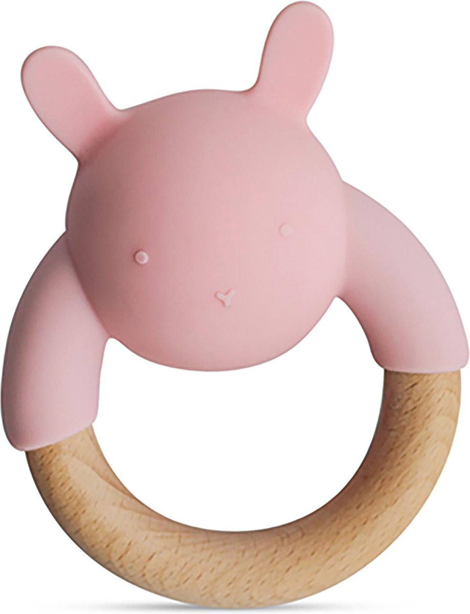 Little Rawr -   - Bijtringen - Siliconen + Hout - Dieren - Roze