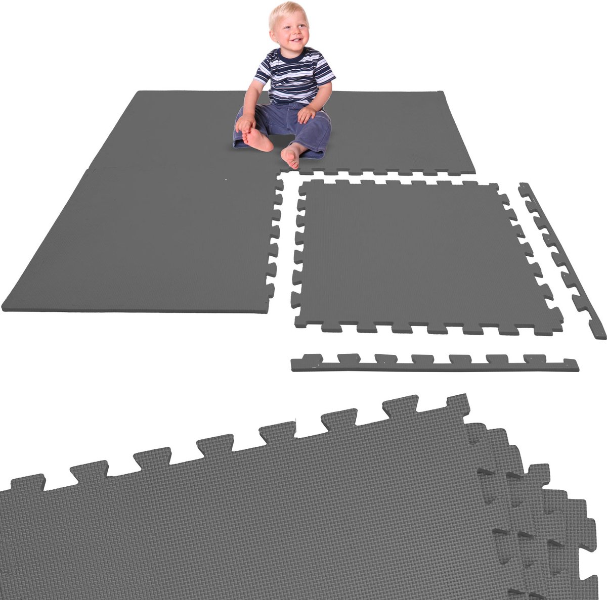 Kinder Speelmat Grijs - 4 Delen van 50 x 50 cm - EVA Puzzelmat 100x100 cm - Vloermat Kruipmat