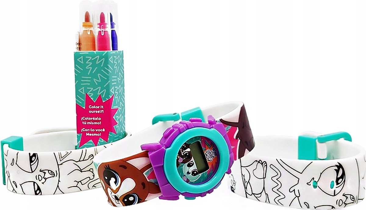   4837 DIGITALE HORLOGE + 2 BANDJES OM ZELF IN TE KLEUREN EN 4 STIFTEN