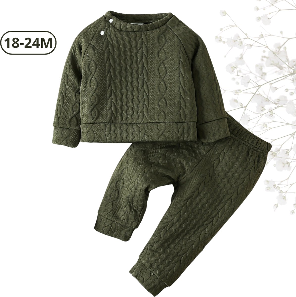 Livano Babykleding - Romper Baby - Winterpak Jongens & meisjes- Pakje - 18-24 Maanden - Olijf Groen