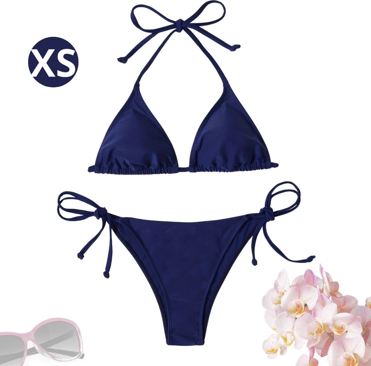 Livano Bikini Dames - Meisjes Bikini - Badpak - Push Up - Vrouwen Badkleding - Zwemmen - Sexy Set - Top & Broekje - Marineblauw - Maat XS