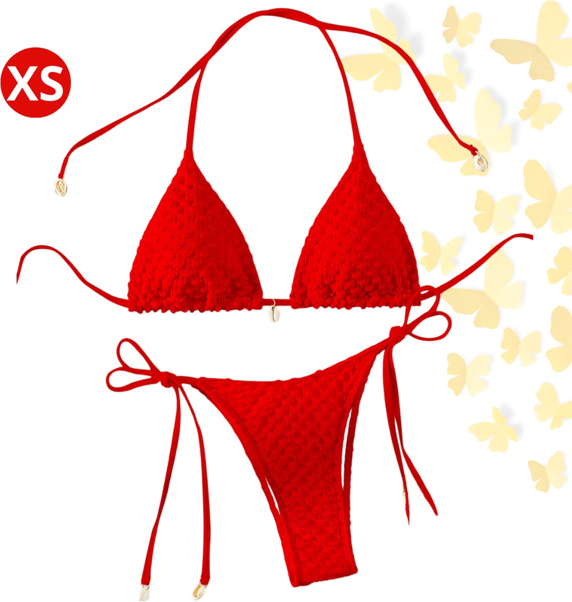 Livano Bikini Dames - Meisjes Bikini - Badpak - Push Up - Vrouwen Badkleding - Zwemmen - Sexy Set - Top & Broekje - Rood - Maat XS