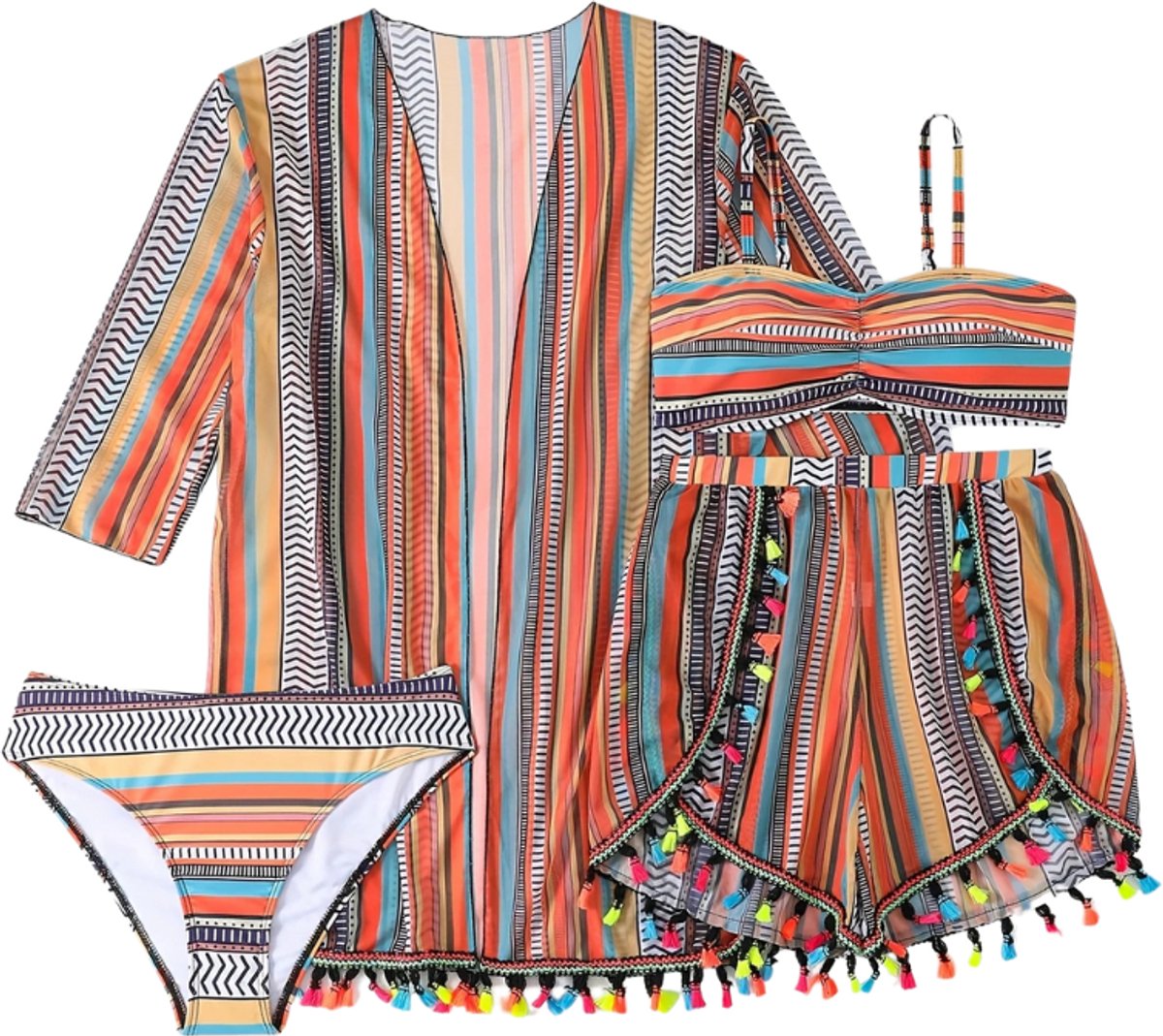 Livano Bikini Set Dames - Strandjurk - Volwassenen - Strandtuniek - Blouse - Gemengd - Maat XL