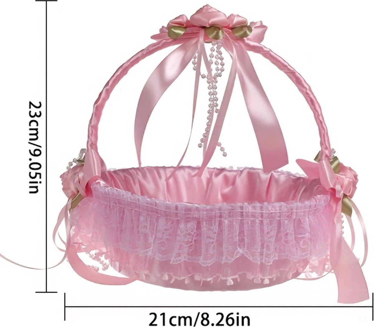 Livano Bloemenmandje Bruiloft - Strooimandje - Huwelijk - Bruidsmeisje - Roze