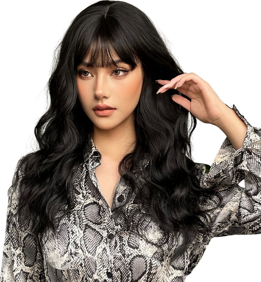 Livano Dames Pruiken - Hair Wig - Lang Haar - Cosplay Pruik - Zwart