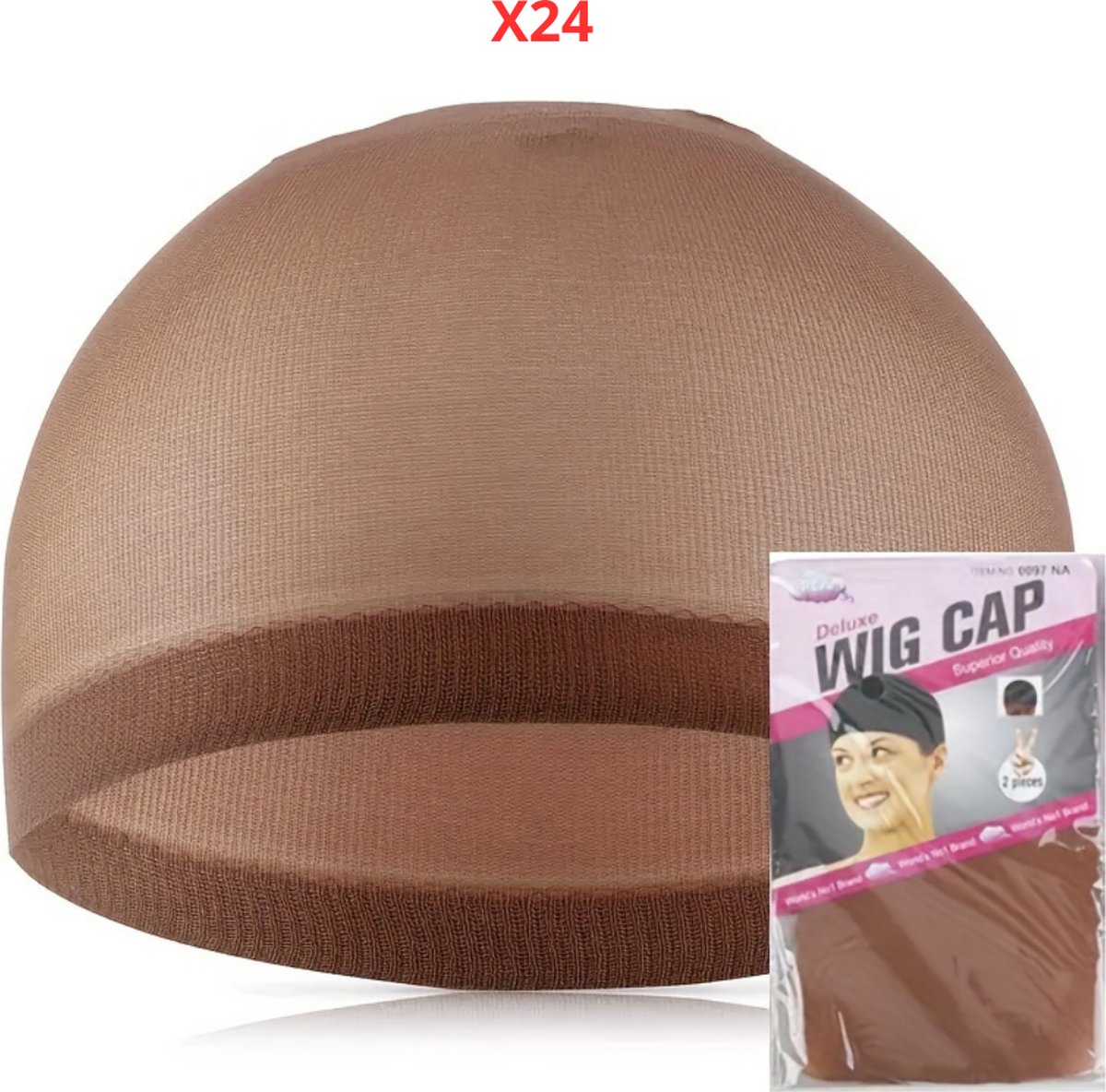 Livano Kale Kop - Kaal Hoofd - Bald Cap - Kaal - Kaal Pruik - Wig Cap - Donker Bruin - 24 Stuks