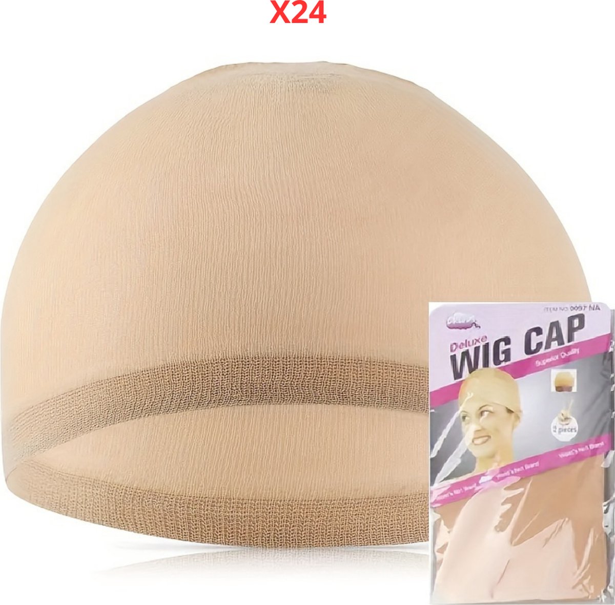 Livano Kale Kop - Kaal Hoofd - Bald Cap - Kaal - Kaal Pruik - Wig Cap - Licht Bruin - 24 Stuks