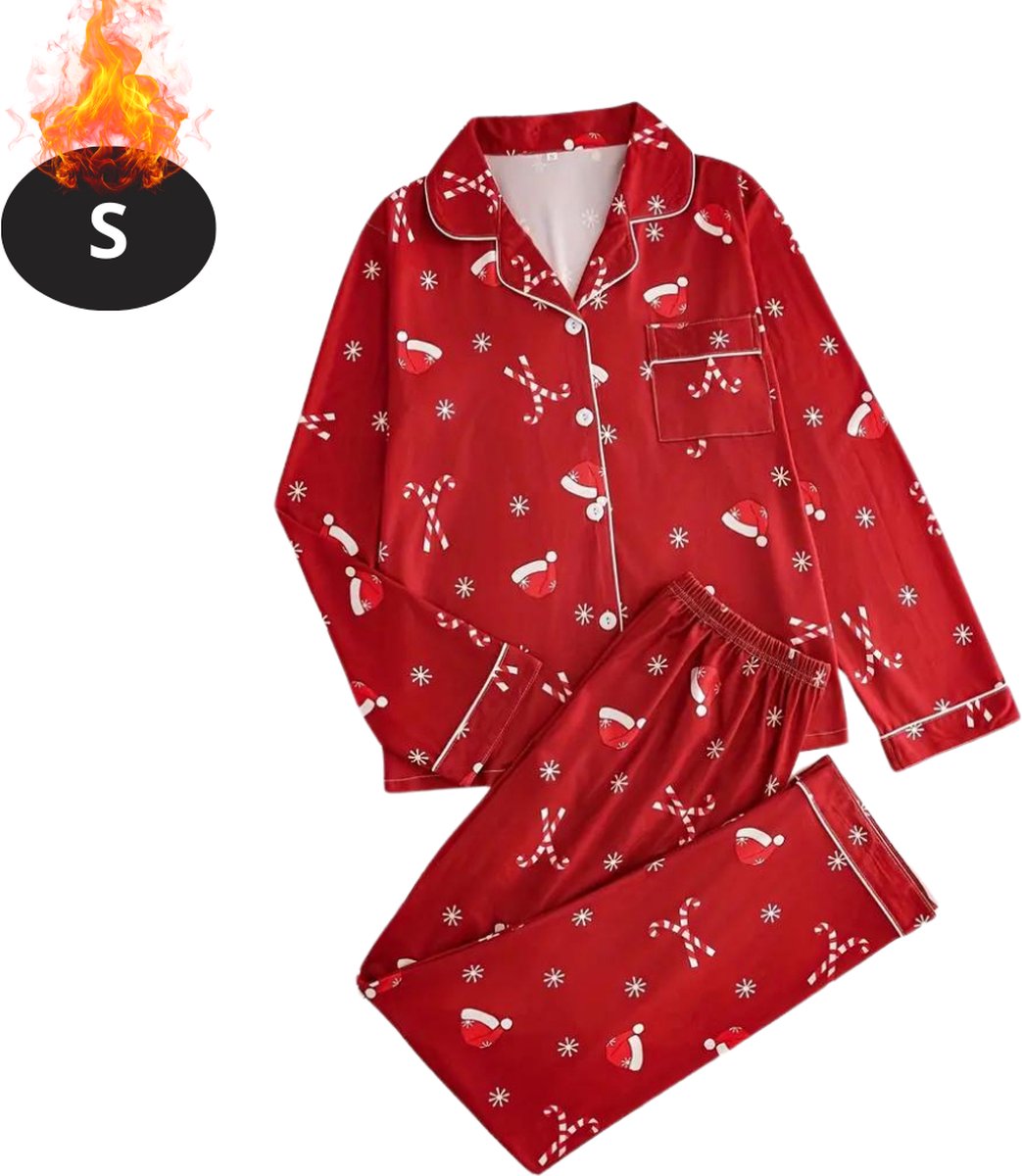 Livano Kerst Pyjama - Dames - Kerstpyjama - Vrouwen - Slaapkleding Volwassenen - Set - Broek - Shirt - Christmas - Rood - Maat S