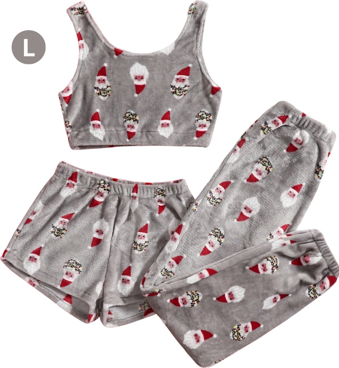 Livano Kerstpyjama Dames Set - Christmas - Kerst Pyjama - Vrouwen - Volwassenen - Lange & Korte Broek - Shirt - Maat L