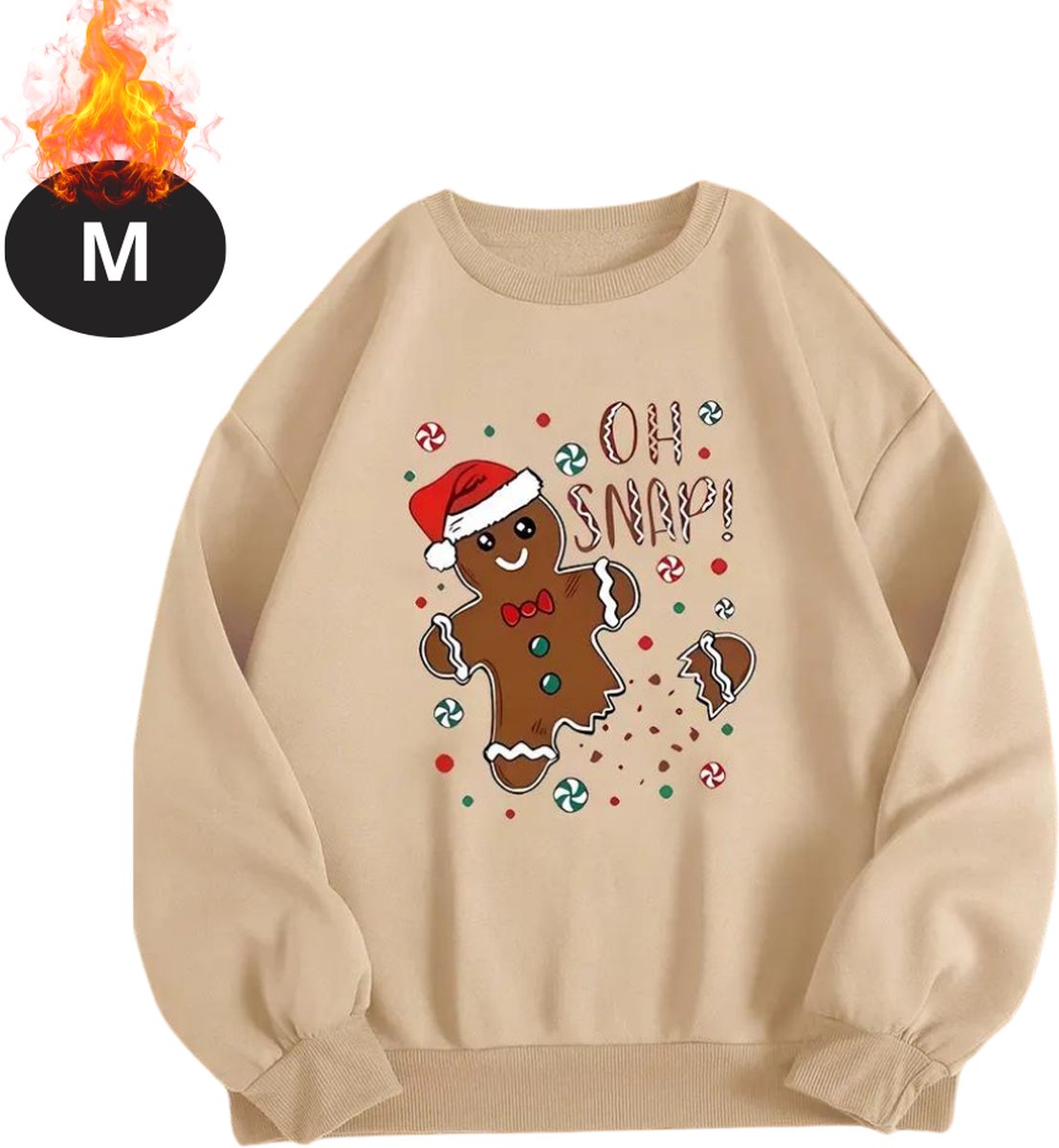 Livano Kersttrui - Dames - Foute Kersttrui - Christmas Sweater - Cartoonprint - Kerst Sweater - Christmas Jumper - Pyjama - Abrikoos - M